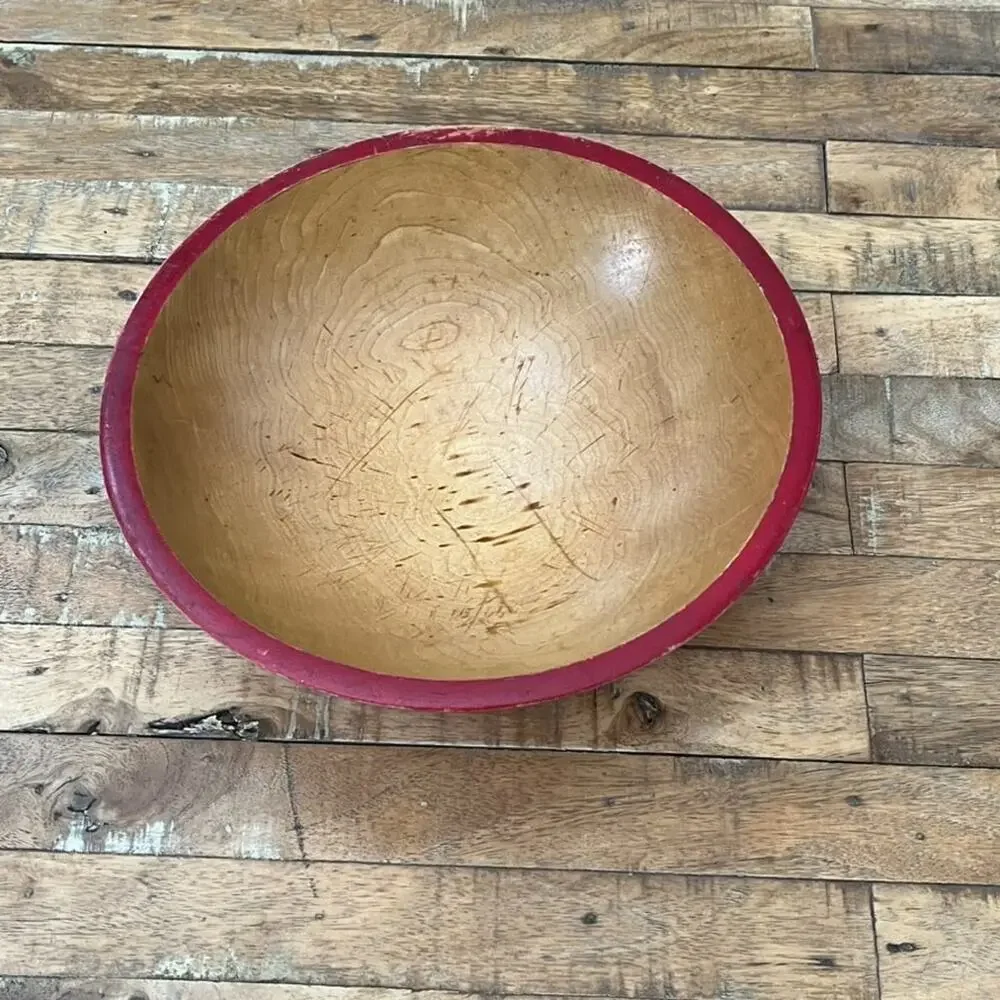 Vintage Primitive Handcrafted Wooden Bowl 11